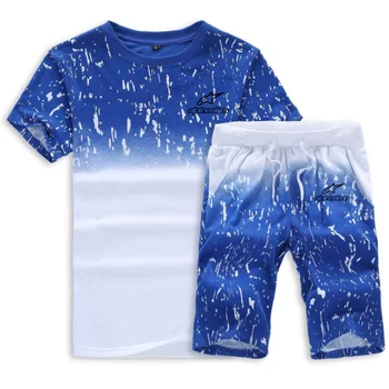 To-piece mænds sportstøj sommer tøj, T-shirt, shorts mærke træningsdragt 3D komfortabel og åndbar