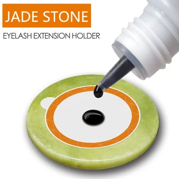 Eyelash Extension Lim Holder Puden Runde Jade Sten Falske Falske Øjenvipper Patch Selvklæbende Mærkat Stå Palle Makeup Værktøj