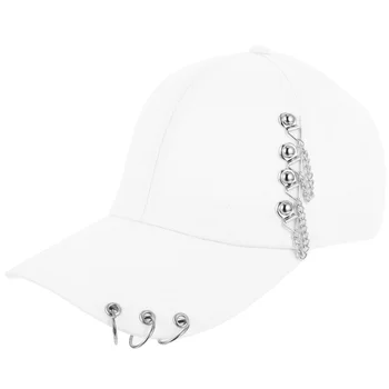 1pc Sommeren Baseball Cap Chain Design Toppede Cap Justerbar Voksne Sun Hat (Sort,55-59cm)