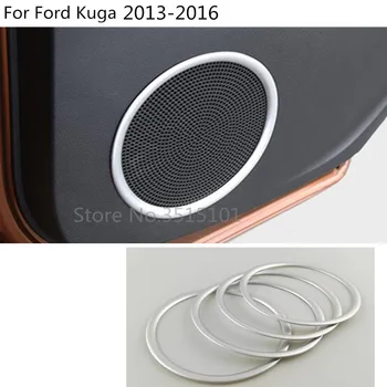 Styling Detektor Stick ABS Sølv Indeni Lyd, Tale, Lyd Dække Ring Cirkel Trim 4stk For Ford Kuga Undslippe 2013 2016