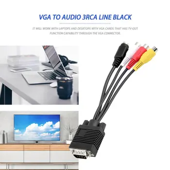 Hot Sælger VGA SVGA til S-VIDEO 3 RCA hun Konverter Kabel VGA til Video TV-Out S-video AV Adapter Bundt 1 Polybag ONLENY