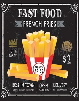 Fastfood, Pommes Frites, Store Metal Tin Tegn Plakat Køkken Bar Retro Plak(Besøge Vores Butik, Flere Produkter!!!)