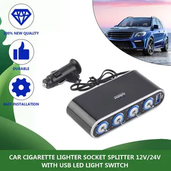 12/24V Bilens Cigarettænder Bil Oplader Dobbelt USB 3.0 cigartænder-Adapter 120W 4 Socket Bil Strømforsyning DC Stik Forhandler
