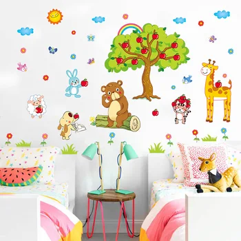 Kreative Animal Park stue børnehave baggrund dekoration selvklæbende aftagelig vandtæt wall sticker