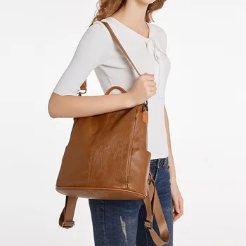 Kvinder Vintage Rygsæk Anti-tyv Skole Bagpack for Teenage-Damer Læder-Large Skulder Tasker til Rejser, Shopping Rygsække