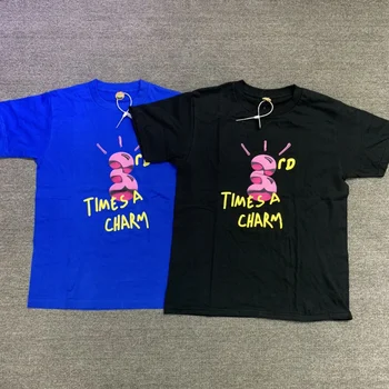 Scott Travis Cactus Jack Stormi Part Tee T-Shirt til Mænd, Kvinder Alfabet Tegnefilm Print Runde Mode Graffiti Casual T-shirt