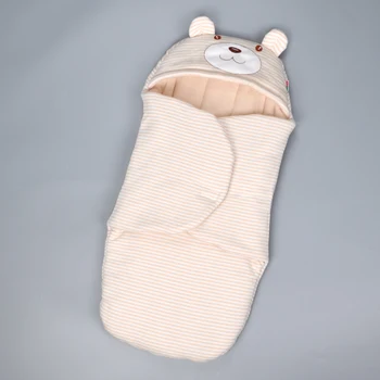 Baby Sovepose Til Nyfødte Vinter Tyk Swaddle Wrap Anti-Startle Søvn Sæk Farvet Bomuld Sød Bjørn Konvolutter Baby Cocoon