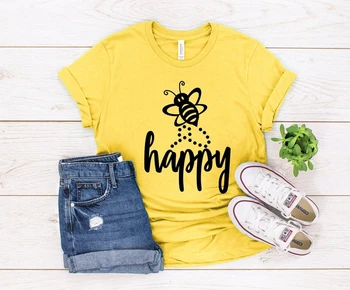 Bee Happy Shirt, Be Happy Lærer Shirts, Mødre Liv Shirt, Positiv Tankegang, Tee, Skole Rådgiver Tee, Bare Være Glad For, Undervise O479