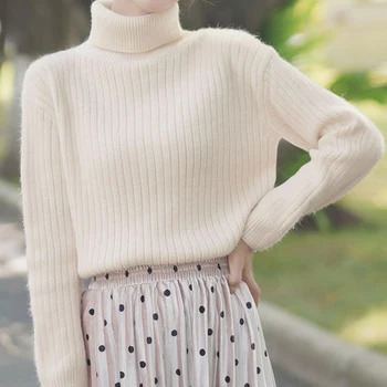 2020 Kvinder Turtleneck Sweater Efterår Og Vinter Casual Solid Strikket Sweater I Høj Kvalitet, Kvindelige Langærmet Trøjer Toppe