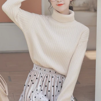 2020 Kvinder Turtleneck Sweater Efterår Og Vinter Casual Solid Strikket Sweater I Høj Kvalitet, Kvindelige Langærmet Trøjer Toppe