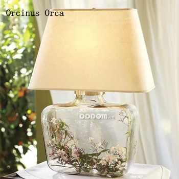 Amerikanske country living room glas dekorativ bordlampe soveværelse sengelampe kreative romantisk Europæiske container lampe