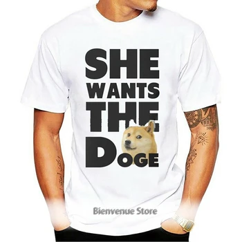 Sjovt Design Tee Shirt Sjovt, Hun Ønsker Doge Sjov Hund Man Pre Bomuld Mænd Kortærmet T-Shirt Pop Voksen Sjove T-Shirts Mandlige