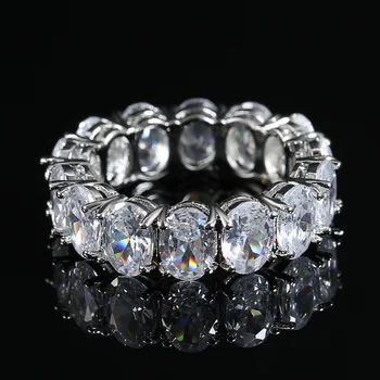 Koreansk Mode Lyse Diamond Oval Ædelsten Ring Kvindelige Personlighed Trendy Fuld Diamant Skinnende Blinkende Diamant Ring Engros