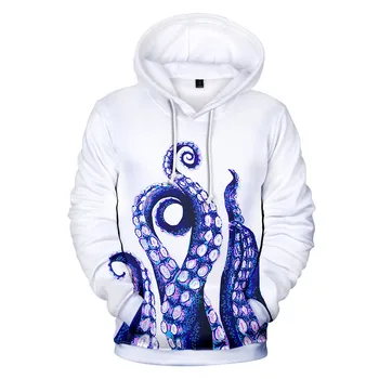 Octopus 3d-Hættetrøjer Sweatshirt til Drenge, Piger med lange ærmer Høj Kvalitet Cartoon sjove outwear highstreet børnetøj