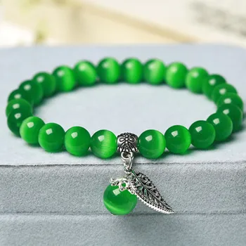 Naturlige jade, cats eye sten handcarved perler armbånd perler for par, kvinde, mænd, perler armbånd med jade armbånd