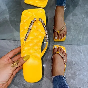 Kvinder, Tøfler Mode Sommer Sandaler Gyldne Perler Fritids Sko Spænde Flade Sandaler til Kvinder Klip-Klappere Mode Plus Size43 PU