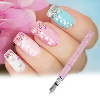 6stk/Sæt Nail Pen Pink Farve Nail Design Metal Diamant Krystal, der er spredt rundt Pen til Professionelle