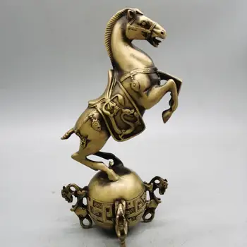 Indsamling Kobber Kina messing hesten Trampede Skridt på bolden Slidbaner qiankun håndværk held og lykke lovende statue
