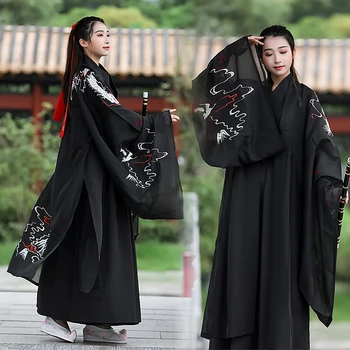 Oversize 3XL 4XL Kvinder&Mænd Kinesiske Hanfu Broderi Dragon folkedans Unisex Kostume på Scenen Tøj Sværdkæmper Outfit