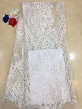 Afrikanske Lace Fabrics 5yard Sne Lace Lace Stof 2017 Høj Kvalitet Nigerianske Ledningen Blonde Stof Til Bryllup Kjoler D231