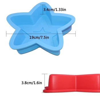 Stjerne-Formet Bage Forme, Daguan Silikone Kage Forme, bageplader for DIY Kage Dekoration Værktøjer(Rød og Blå,2 Stk.)