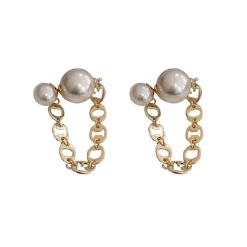 2021 Nye Mode Big Pearl Kæde Kvast Drop Øreringe Til Kvinder Mode-To-wear Erklæring Party Smykker Pendientes Bijoux Femme
