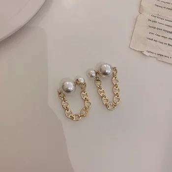 2021 Nye Mode Big Pearl Kæde Kvast Drop Øreringe Til Kvinder Mode-To-wear Erklæring Party Smykker Pendientes Bijoux Femme