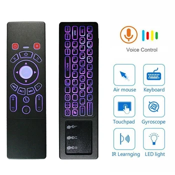 T6 Plus Air Mouse 2,4 G Trådløse Tastatur med Touchpad, og Baggrundsbelyst IR-Fjernbetjening med Learning-Gyro for Android TV Box H96 X96