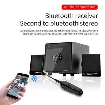 Bluetooth-5.0-Modtager med Hovedtelefon Mic 3,5 mm Jack AUX Wireless Audio Adapter til Bilen, Hovedtelefon, Højttaler, Stereo Musik