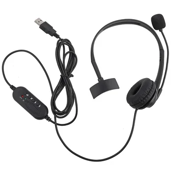 USB-VB‑540 Telefon Headsets Mikrofon PU Læder Øremuffer Kundeservice Headset Med et Enkelt Øre Mikrofon Kontor
