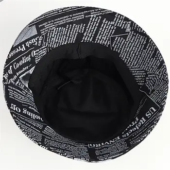 1pc Mode Fiskeren Hat til Beskyttelse af Solen Bucket Hat Dekorative Gamle Avis Mønster Bucket Hat solhat