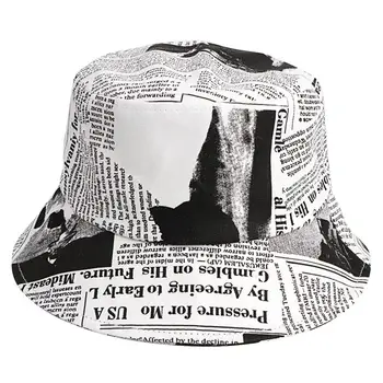 1pc Mode Fiskeren Hat til Beskyttelse af Solen Bucket Hat Dekorative Gamle Avis Mønster Bucket Hat solhat