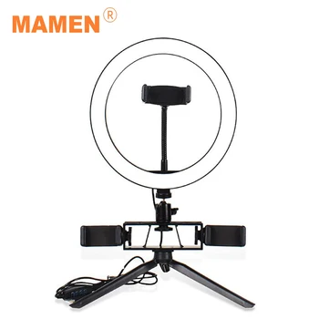 MAMEN 6/8/10 tommer LED Desktop Video-Ring Let Makeup Selfie Lampe Med Stativ og Stå, USB-Stikket Til YouTube-Video Live-Fotografering