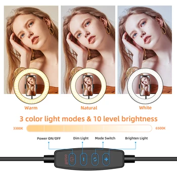 MAMEN 6/8/10 tommer LED Desktop Video-Ring Let Makeup Selfie Lampe Med Stativ og Stå, USB-Stikket Til YouTube-Video Live-Fotografering