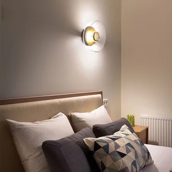 Nordisk runde klart glas væglampe moderne led kreative design væglampe til soveværelse midtergangen trappe