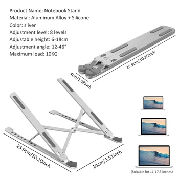Bærbare Laptop Stand Aluminium Sammenklappelig Notebook Støtte Bærbar Base for Macbook Pro Holder Justerbare Beslag Computer Stå