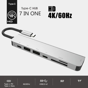 8-i-1 USB-Hub 4K-30Hz Type C til HDMI-Kompatibel RJ45 100M netkort USB-C-Hub Adapter til MacBook Android-Telefon