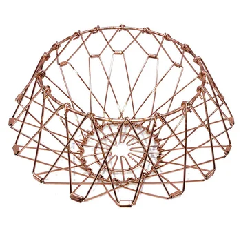 Sammenklappelig Rustfrit Stål Wire Basket Folde Opbevaring Wire Mesh Frugt Kurv XH8Z