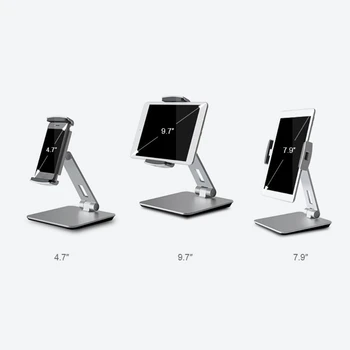 Justerbar Aluminium Tablet Stå Multi-Vinkel, Non-slip Bruser Tablet / Phone Holder 360°Rotation til pad 3.5-10 Tommer Tablet