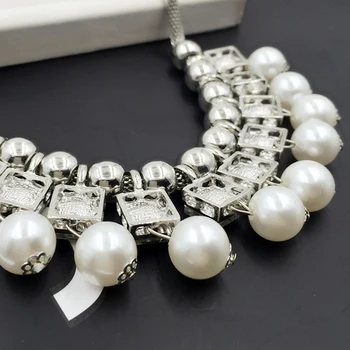 Fashion tendens pearl krystal overdrevet tilbehør dekoration koreanske smykker kort kravebenet kæde, damer halskæde