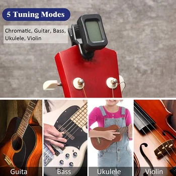 8-Stykke Guitar Tuner, Egnet for Alle Musikalske Instrumenter, Guitar Tuner Klip, Elektrisk Guitar-Tuner med LCD-Skærm