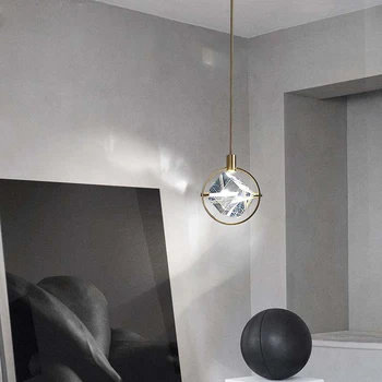 Ny post-moderne soveværelse sengen Vedhæng Lys Nordiske lys luksus stil bar midtergangen restaurant crystal led-lamper