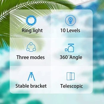 Fotografering Ring Lys med Bluetooth-Shutter LED Makeup Ring Lampe med Stativ, USB-Stik til Live Stream af Youtube Video
