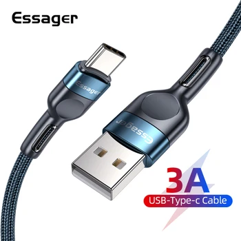 Essager USB Type C Kabel Til Samsung S10 S9 3A Hurtig Opladning via USB Type-C-Oplader-datakabel Til Redmi Note 8 Pro USB-C Cabo Wire