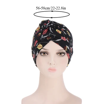 Bohemia Leopard Print Turban Hat På Tværs Af Etniske Knude Wrap Dit Hoved Kvinder Afrikanske Håndlavet Hvirvel Blomst Hat Muslimske Hijab Fashion Caps