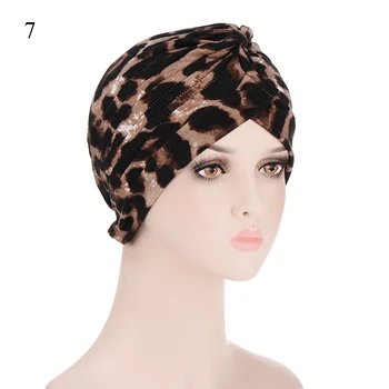 Bohemia Leopard Print Turban Hat På Tværs Af Etniske Knude Wrap Dit Hoved Kvinder Afrikanske Håndlavet Hvirvel Blomst Hat Muslimske Hijab Fashion Caps
