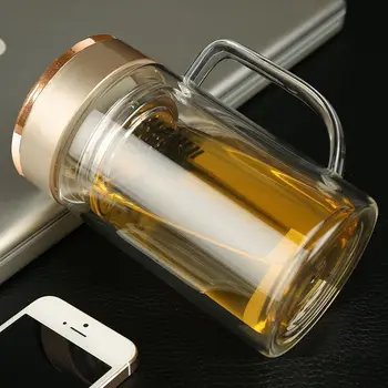 Dobbelt Glas glas vand Mandlige Vand i Glas med Filter Stor Kapacitet Kontor Kop Te Kop Isolering pot Vakuum kettle Termokande til