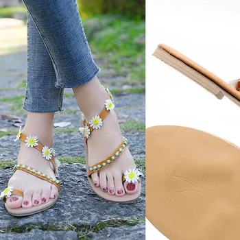Kvinder Med Flade Sandaler Med Rhinestone Spænde Sommer Sko Kvinder Mode Komfortable Daisy Beach Sandaler Plus Søde Blomster