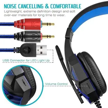 2020 Nye Kablede Gaming Hovedtelefoner Gamer Headset Stereo Lyd Med en Mikrofon LED-Audio-Kabel Til PC-Gamer Til PS4 R30