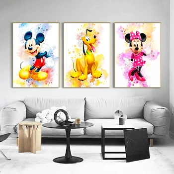 Disney Mickey Lærred Maleri Mouse og Anders and Plakater og Prints Væg Kunst, Billeder, Levende Mur Indretning Room Dekoration